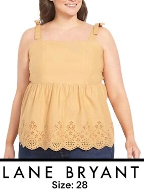 Lane Bryant Tan Eyelet-Trim Tie Strap Camisole